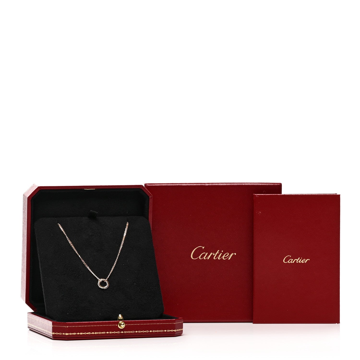 Cartier 18K Pink Yellow White Gold Trinity Double Chain Pendant Necklace 5 of 5