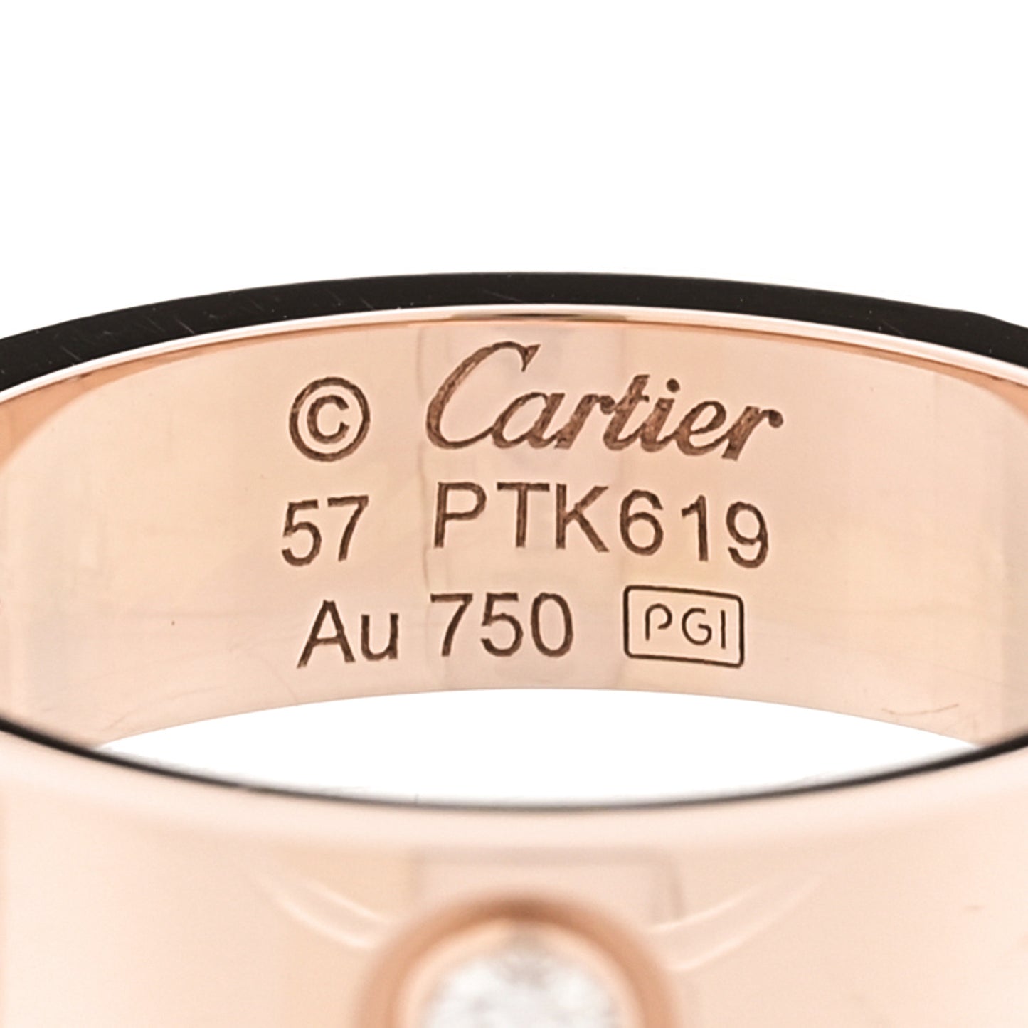 18K Pink Gold 3 Diamond 5.5mm LOVE Ring 57 8