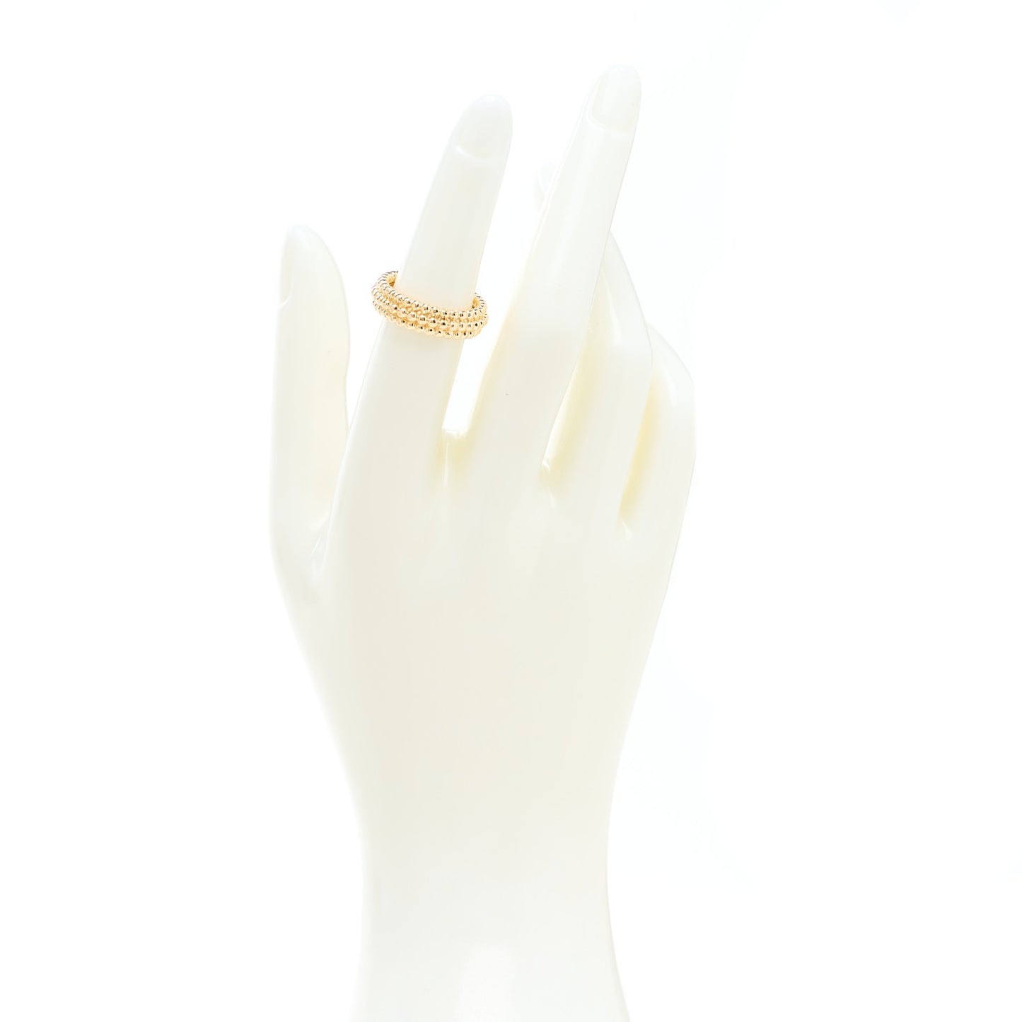 18K Yellow Gold Perlee Pearls of Gold 3 Row Ring 50 5.25
