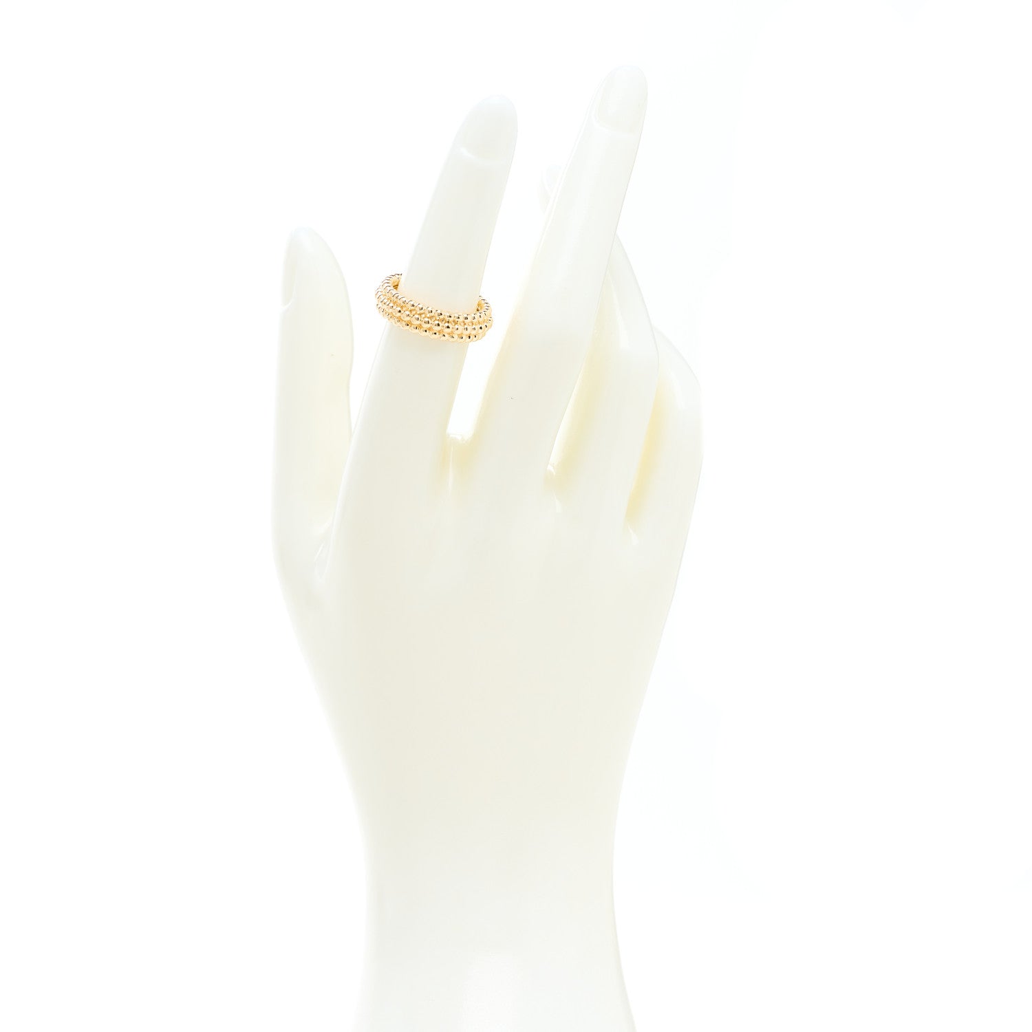 Van Cleef & Arpels 18K Yellow Gold Perlee Pearls of Gold 3 Row Ring 50 5.25 2 of 5