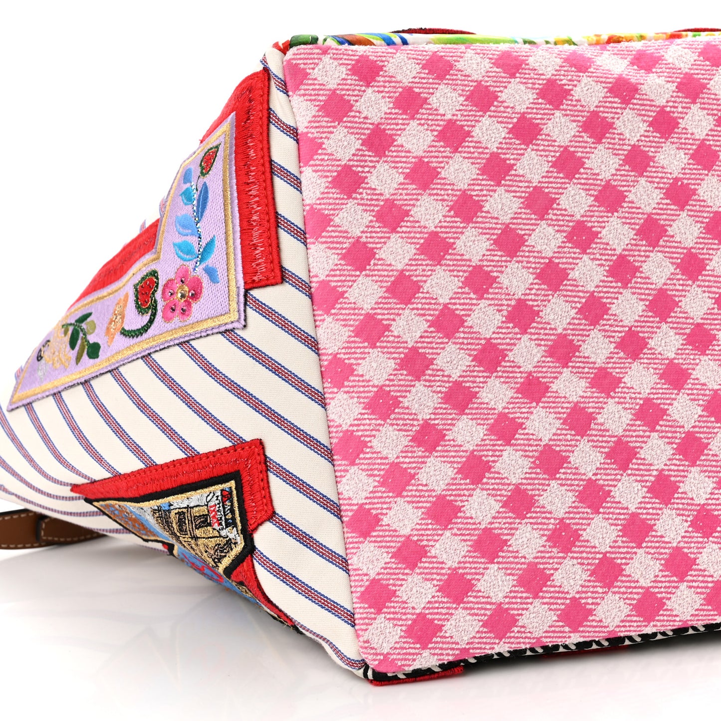 Canvas Embroidered Calfskin Caracaba Tote Multicolor