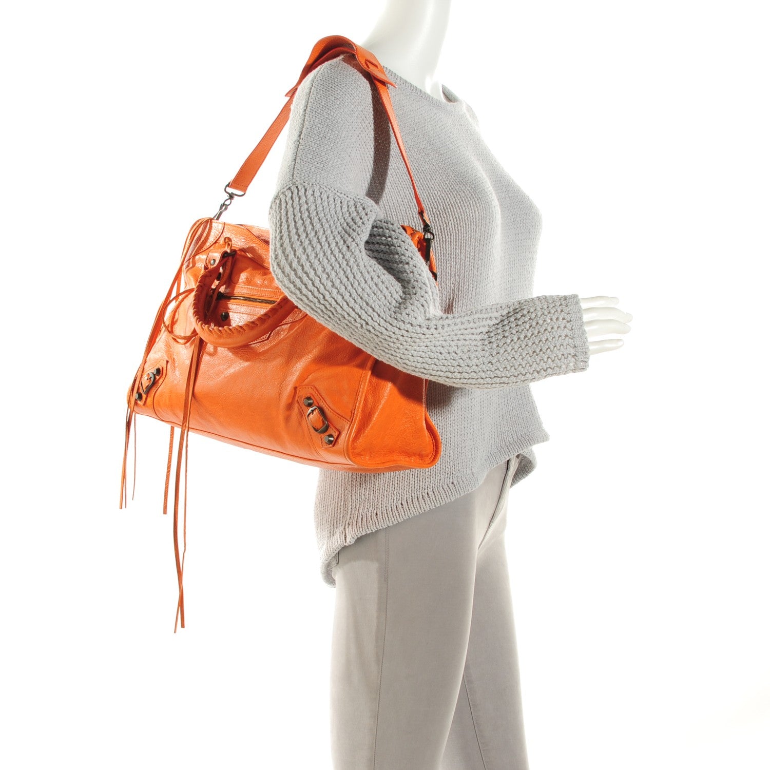Balenciaga Agneau Classic Hardware City Tangerine 2 of 7