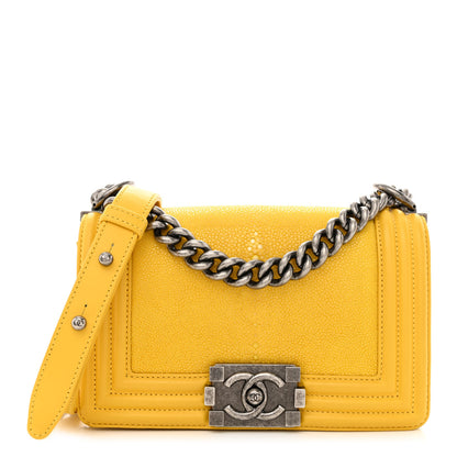 Chanel Galuchat Stingray Small Boy Flap Yellow 1 of 10