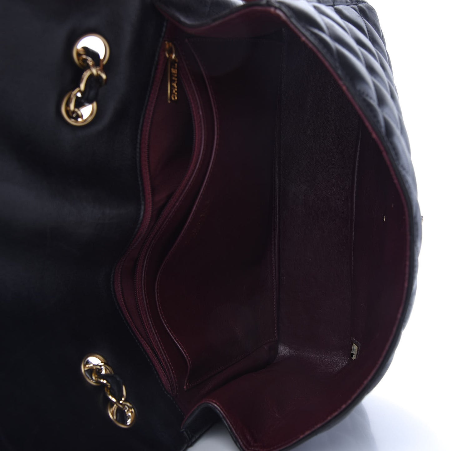 Lambskin Quilted Jumbo Single Flap Black