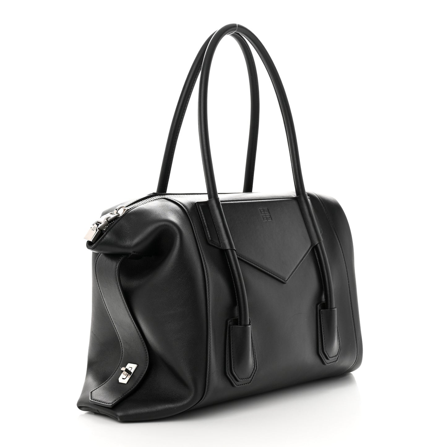 Smooth Calfskin Medium Antigona Lock Duffle Bag Black