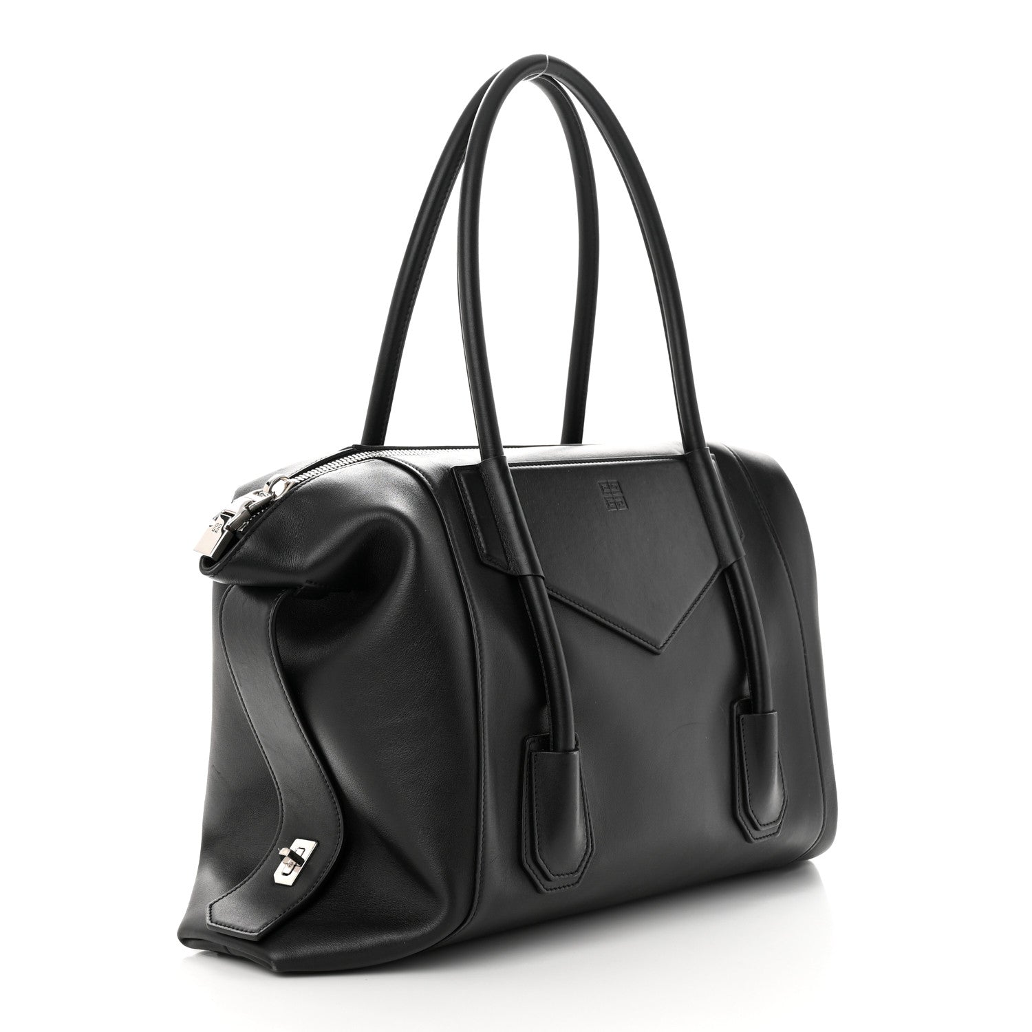 Givenchy Smooth Calfskin Medium Antigona Lock Duffle Bag Black 3 of 11