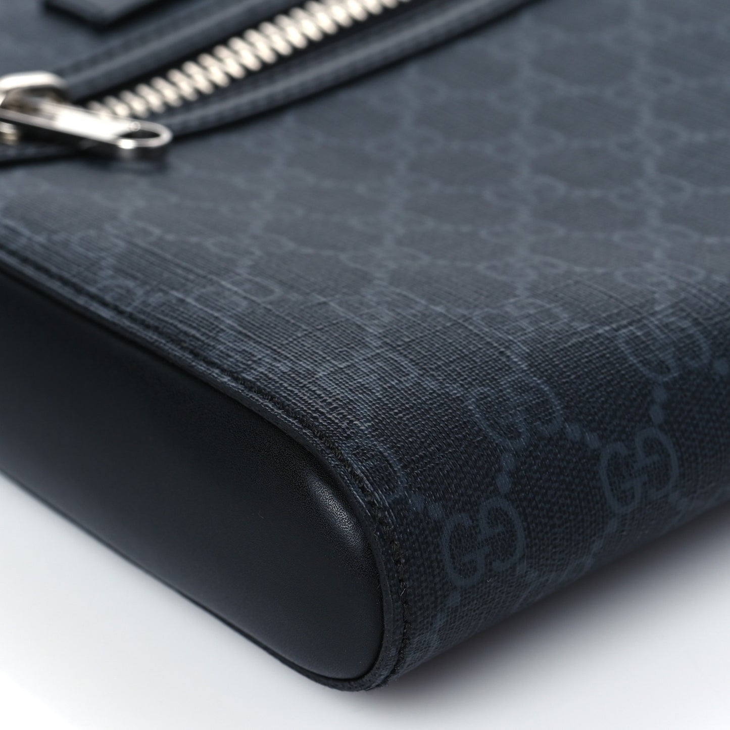 GG Supreme Monogram Web Small Flat Messenger Bag Black Grey
