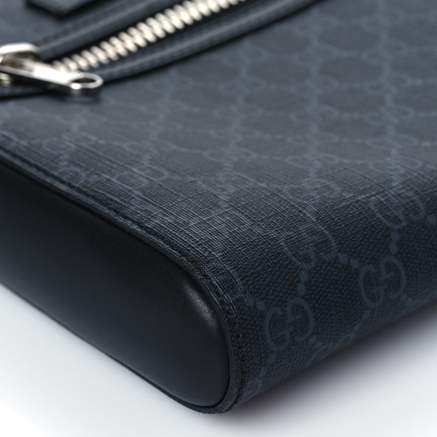 Gucci GG Supreme Monogram Web Small Flat Messenger Bag Black Grey 8 of 9
