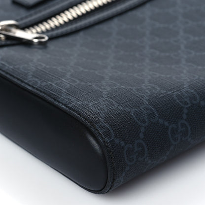 Gucci GG Supreme Monogram Web Small Flat Messenger Bag Black Grey 8 of 9