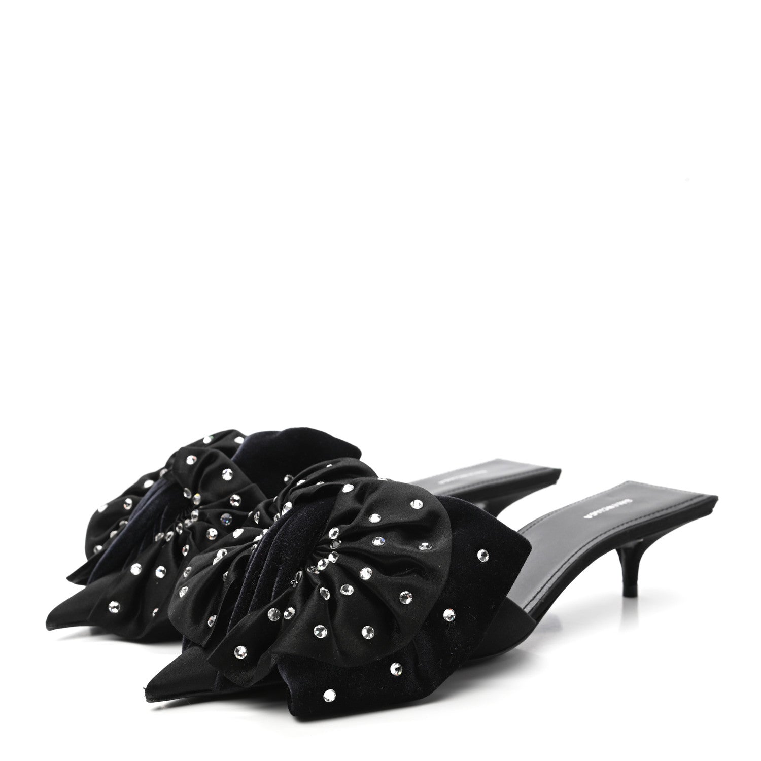 Balenciaga Velvet Crystal Bow Mules 37 Black 3 of 9