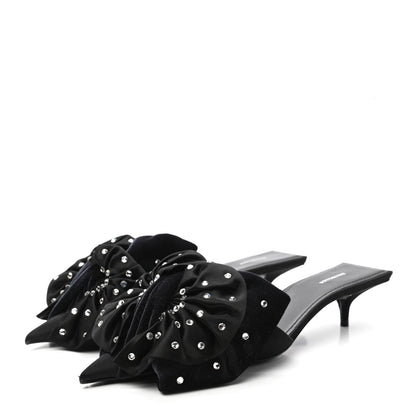 Balenciaga Velvet Crystal Bow Mules 37 Black 3 of 9