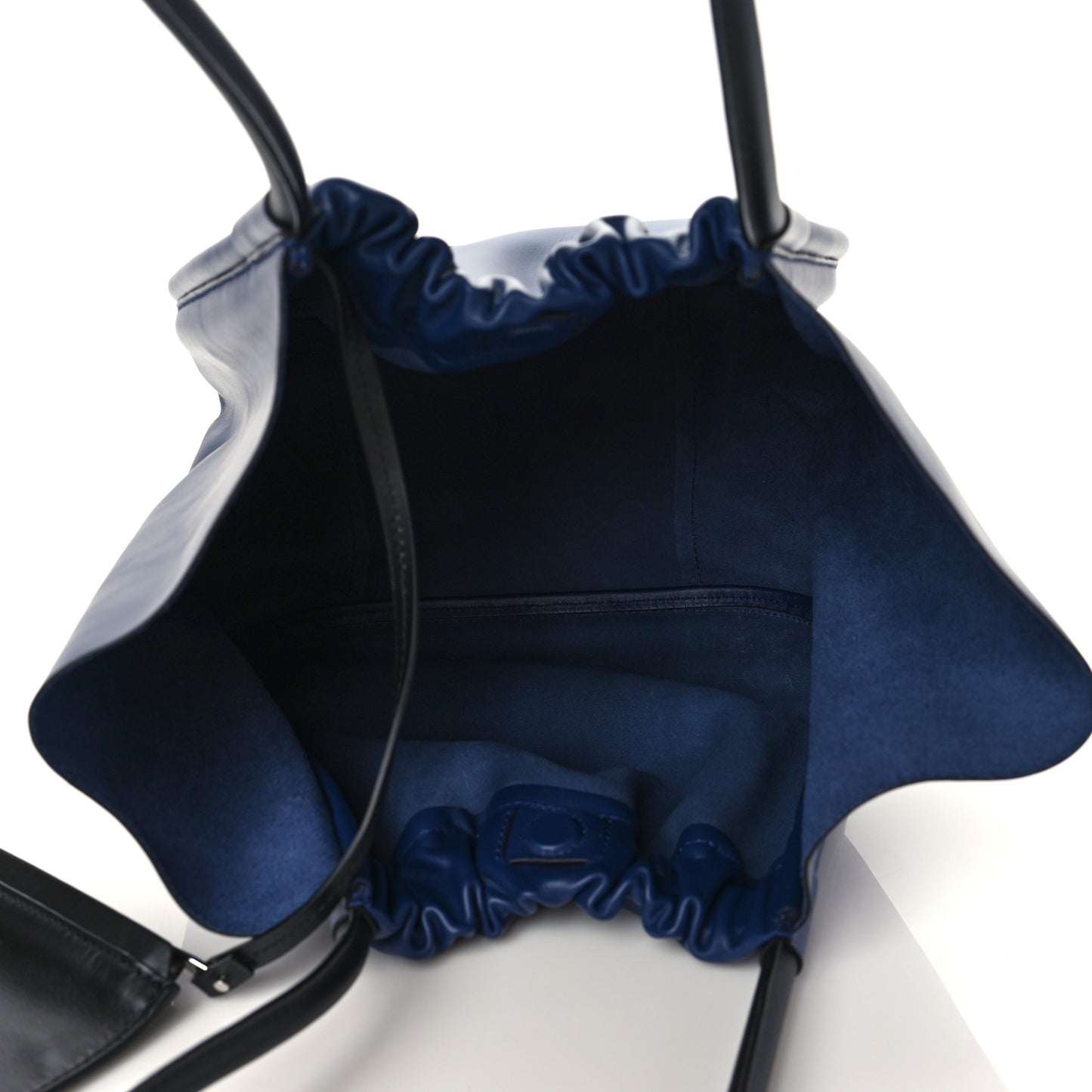 Calfskin Large Ruched Tote Cobalt