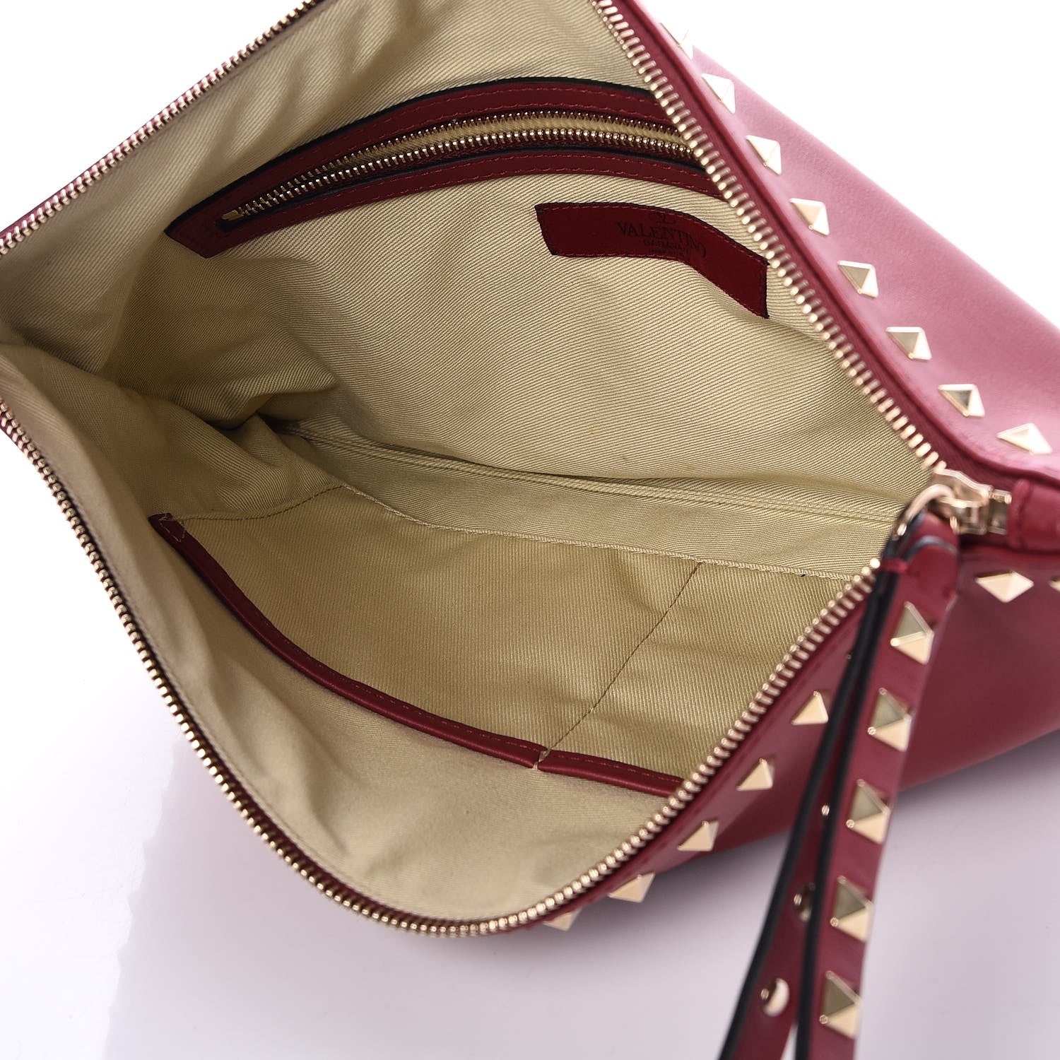 Valentino Garavani Vitello Large Rockstud Zip Wristlet Pouch Rosso Valentino 5 of 8