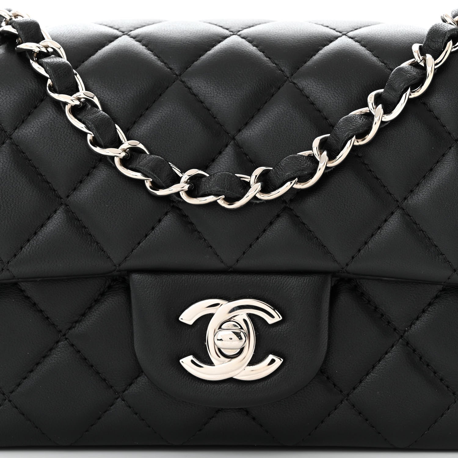 Chanel Lambskin Quilted Mini Rectangular Flap Black 8 of 11