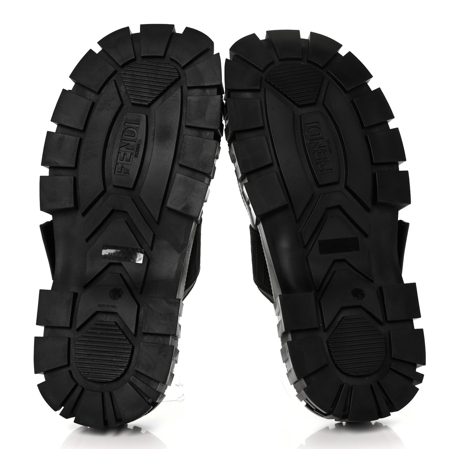 Fabric FF Mens Fendi Force Lug Sole Sandals 6 Black