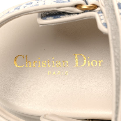 Christian Dior Oblique Raffia Chambray Jacquard Dioract Sandals 41 Blue Ecru 10 of 12