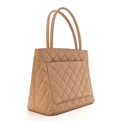 Chanel Caviar Quilted Medallion Tote Beige 3 of 10