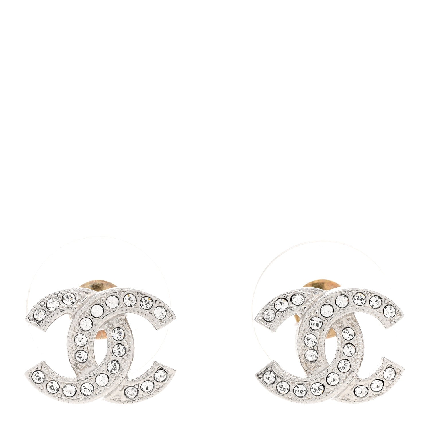 Chanel Crystal CC Earrings Silver 1 of 5