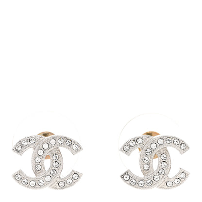 Chanel Crystal CC Earrings Silver 1 of 5