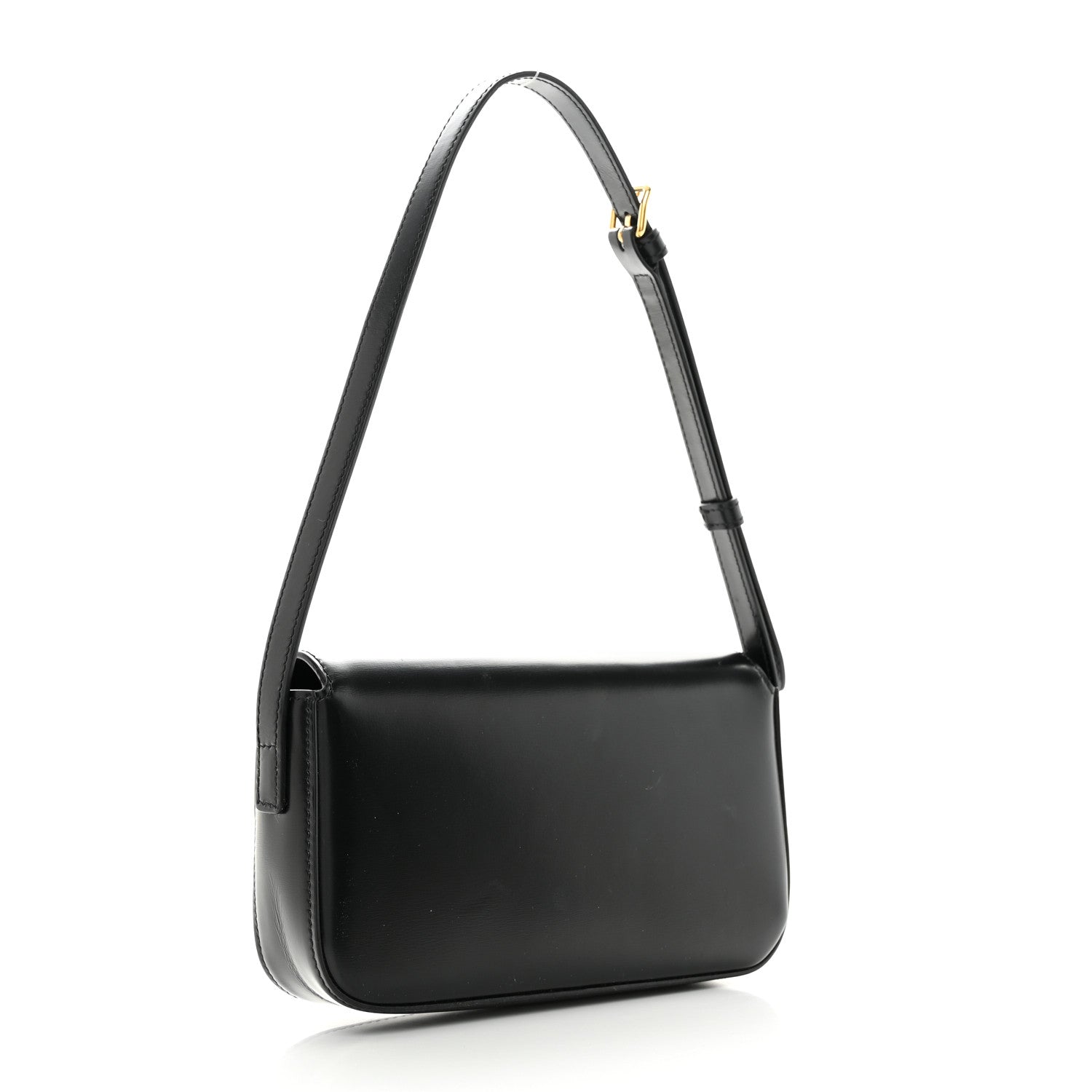 Celine Shiny Calfskin Triomphe Shoulder Bag Black 2 of 12