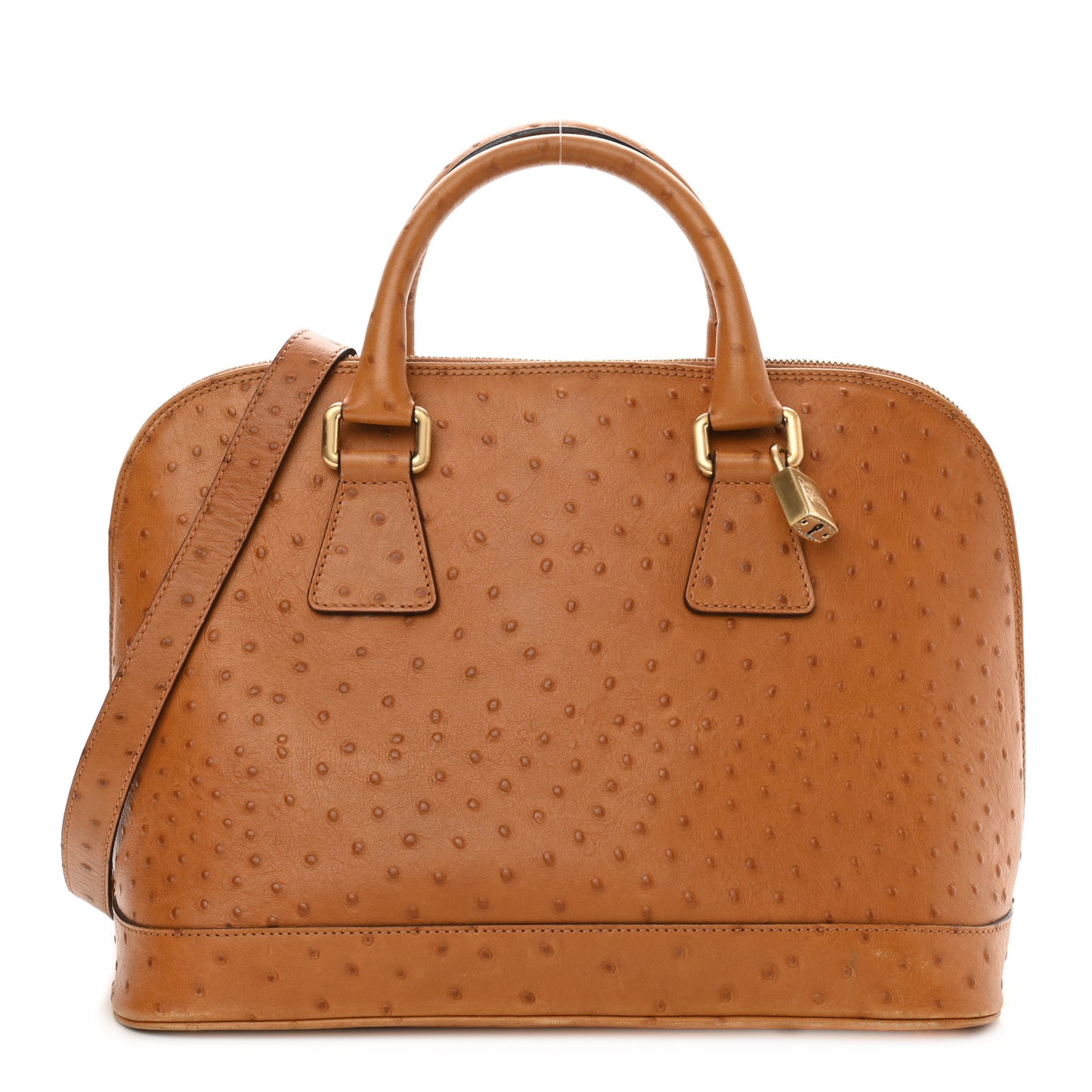 Ostrich Top Handle Tote Brown