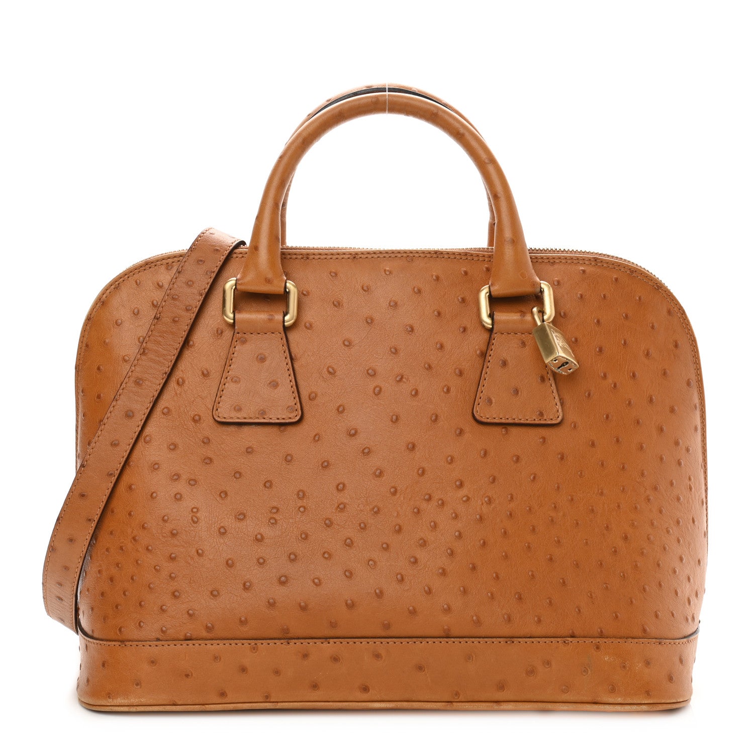 Burberry Ostrich Top Handle Tote Brown 1 of 9