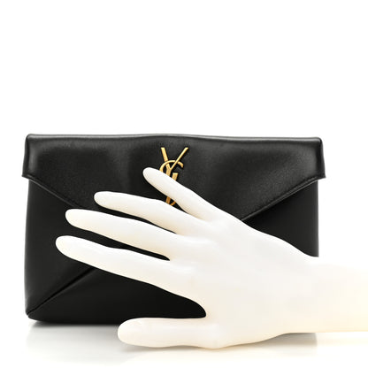 Saint Laurent Lambskin Small Cassandre Envelope Pouch Black 2 of 9