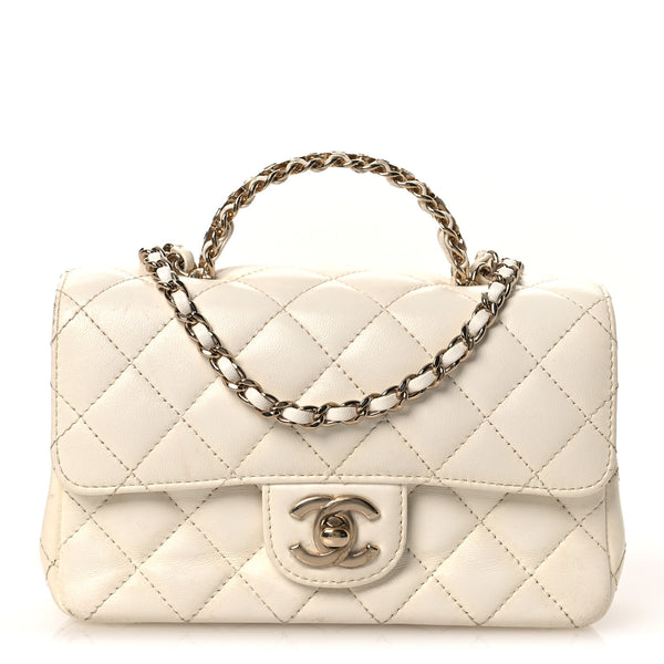 Chanel Lambskin Quilted Mini Crystal Top Handle Rectangular Flap
