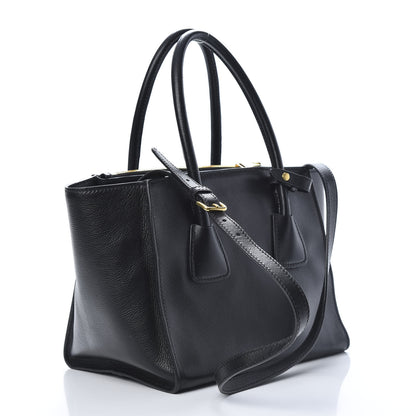 Prada Glace Calf Small Twin Pocket Tote Black 3 of 11