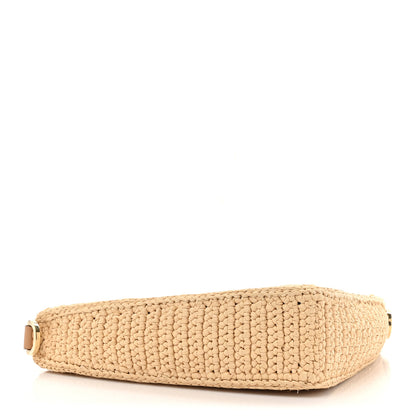 Prada Yarn Raffia Effect Crochet Triangle Shoulder Bag Naturale 4 of 9