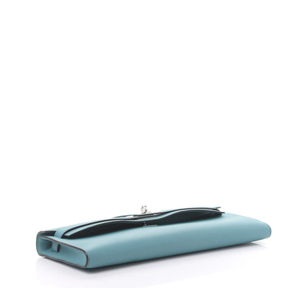 Hermes Swift Kelly Cut Clutch Pochette Bleu Paon 3 of 9