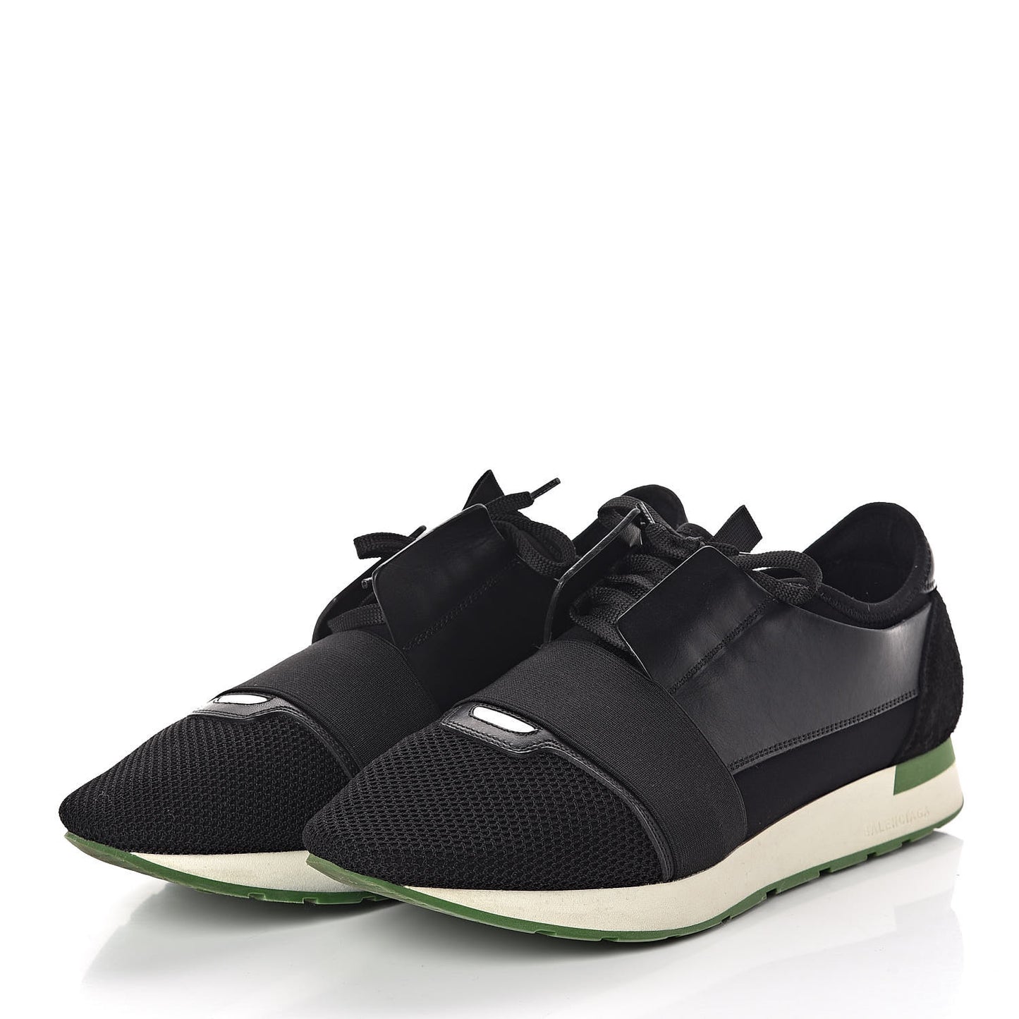 Mesh Calfskin Neoprene Suede Mens Race Runner Sneakers 44 Black