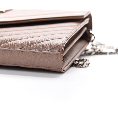 Saint Laurent Grain De Poudre Matelasse Chevron Monogram Chain Wallet Fard 12 of 16