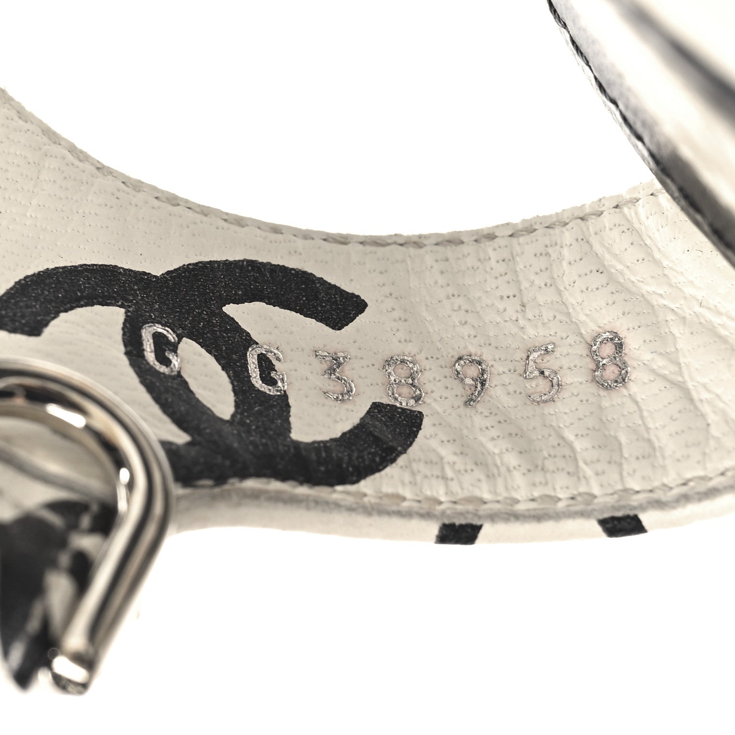 Chanel Printed Lambskin CC Platform Sandals 40.5 White Black 7 of 10