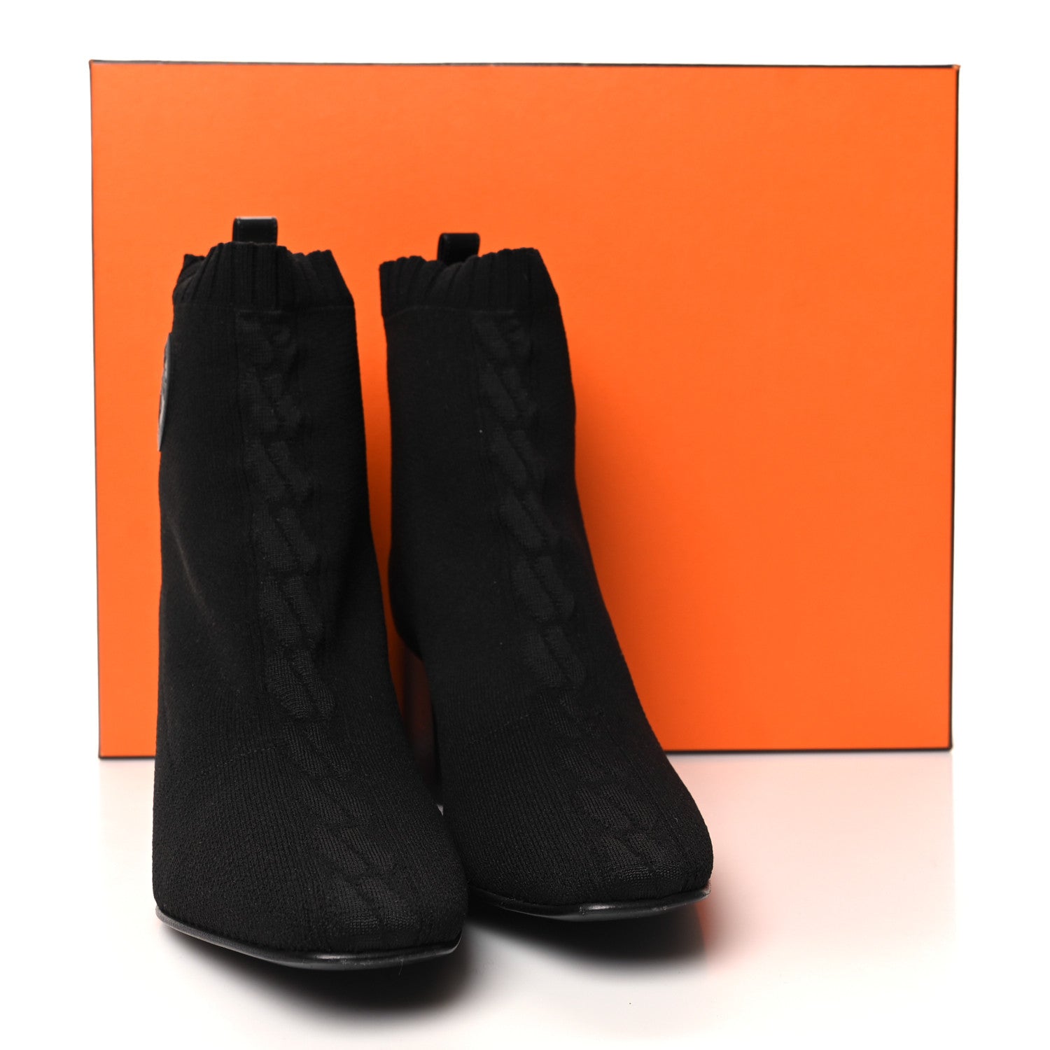 Hermes Knit Calfskin Volver 60 Ankle Boots 37.5 Black 7 of 7