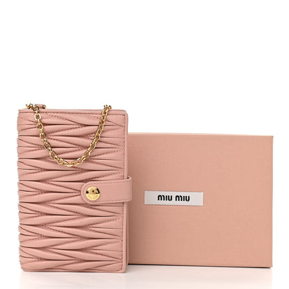 Miu Miu Nappa Matelasse Chain Card Holder Orchidea 9 of 9