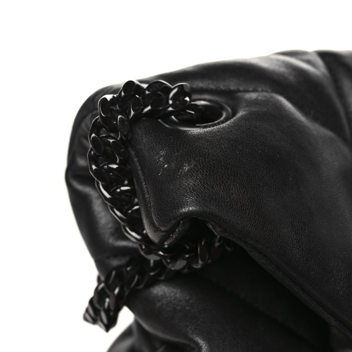 Lambskin Quilted Monogram Monochrome Small Loulou Puffer Chain Satchel Black