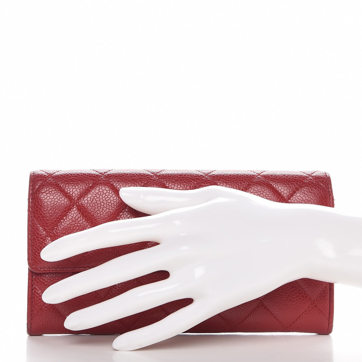 Caviar Quilted Large Gusset Flap Wallet Red