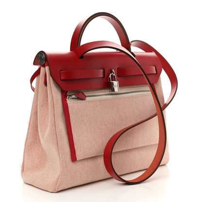 Hermes Vache Hunter Toile Pegase Pop Herbag Zip Retourne 31 PM Rouge Piment 3 of 9