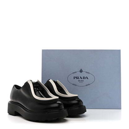 Prada Spazzolato Rois Monolith 55mm Derby Loafers 36.5 Black White 12 of 12