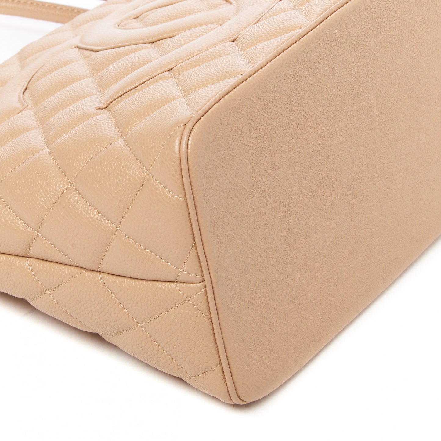 Caviar Quilted Medallion Tote Beige