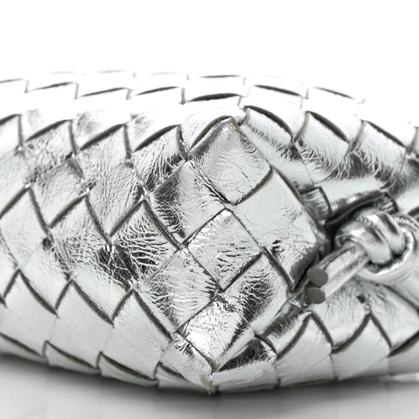 Metallic Nappa Intrecciato Mini Looping Crossbody Silver