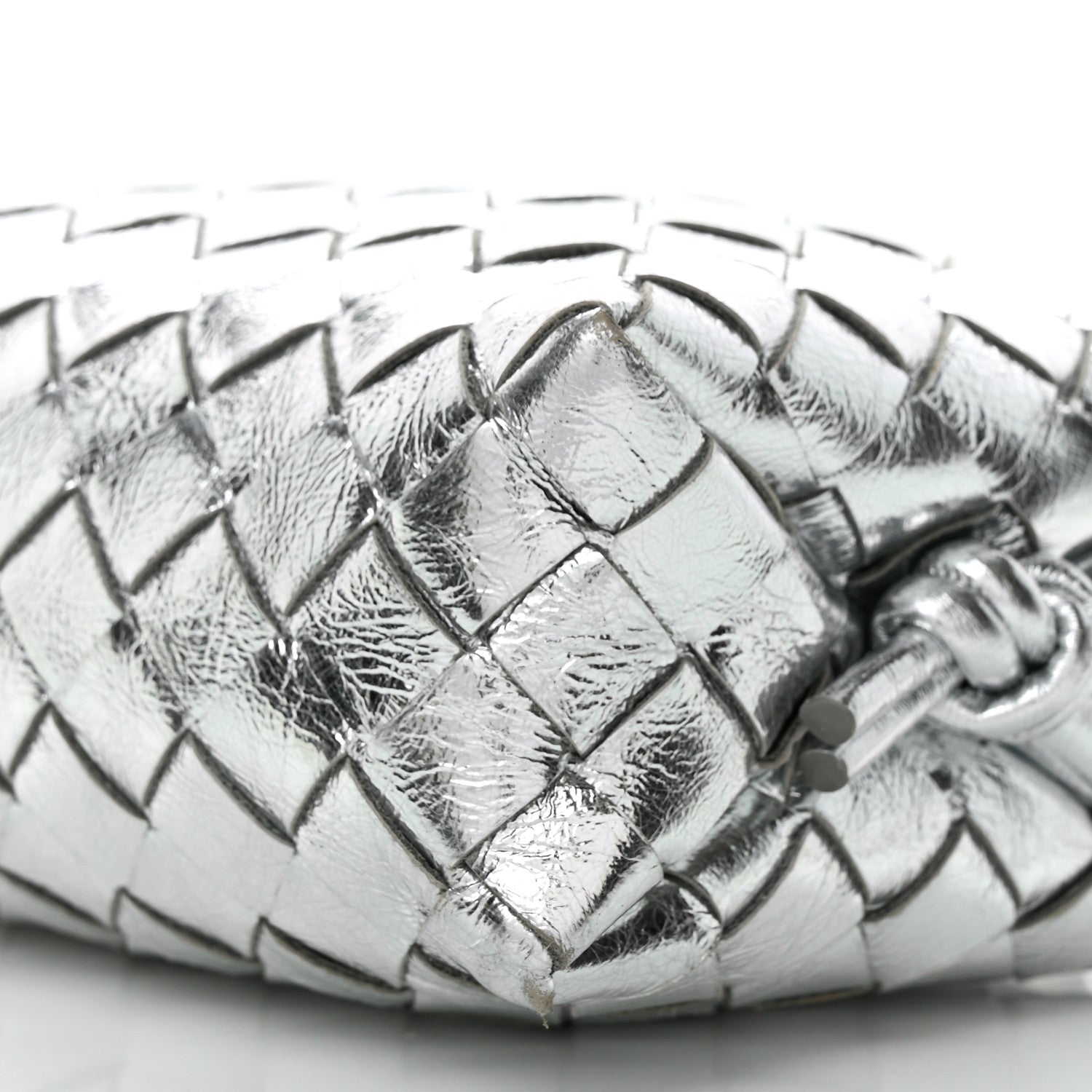 Bottega Veneta Metallic Nappa Intrecciato Mini Looping Crossbody Silver 17 of 19