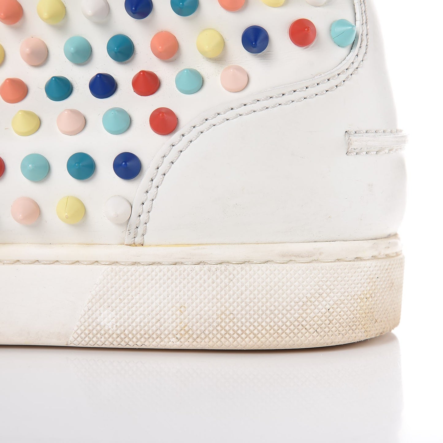 Calfskin Louis Spikes Flat Sneakers 40 White Multi