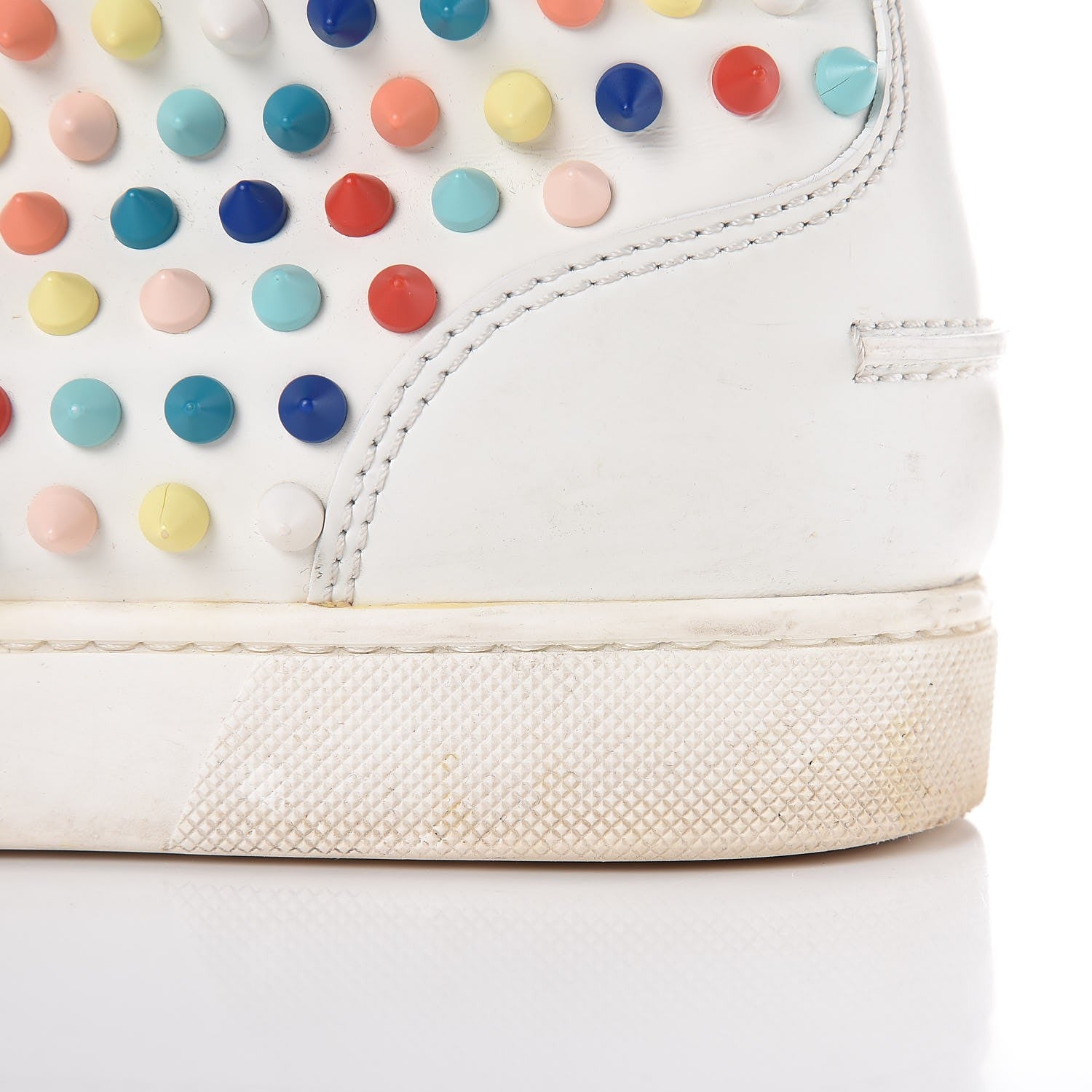 Christian Louboutin Calfskin Louis Spikes Flat Sneakers 40 White Multi 14 of 26