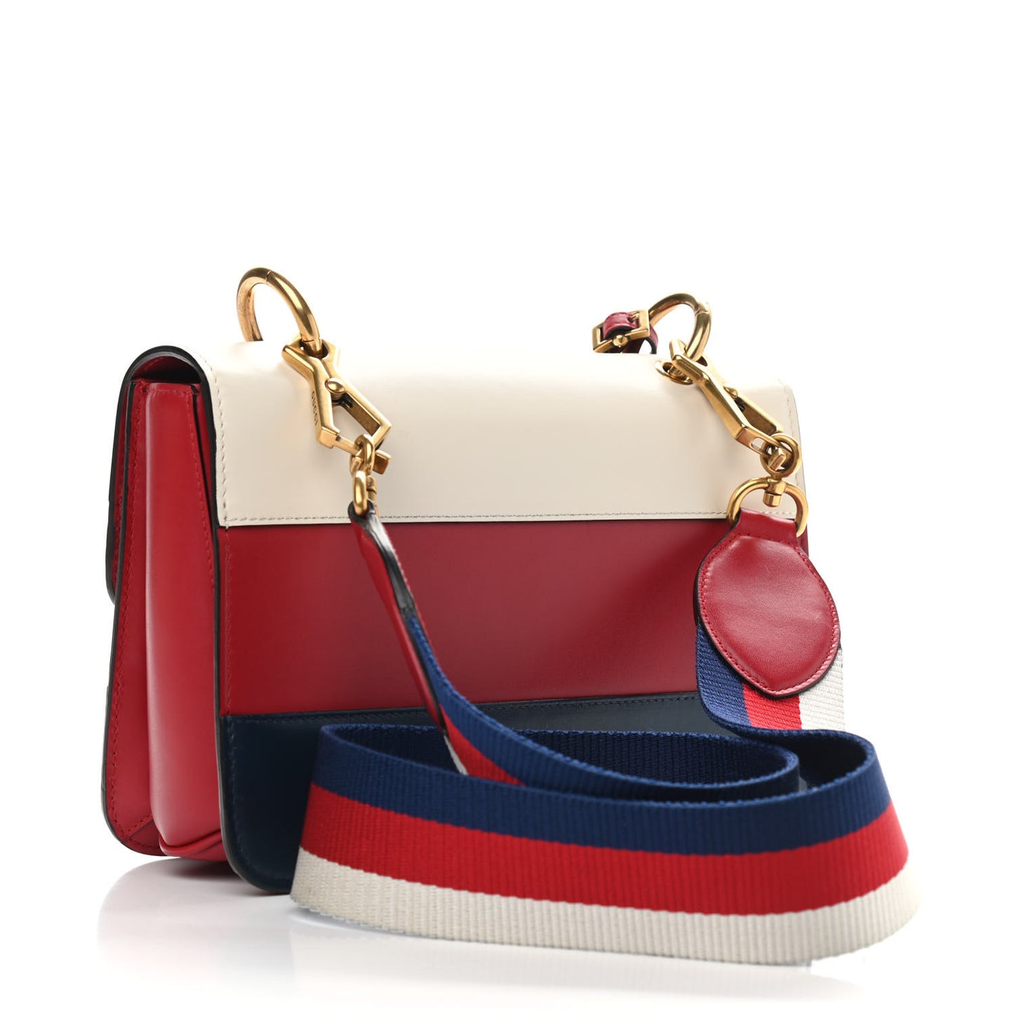 Calfskin Sylvie Web Queen Margaret Shoulder Bag Blue Agata Hibiscus Red Mystic White