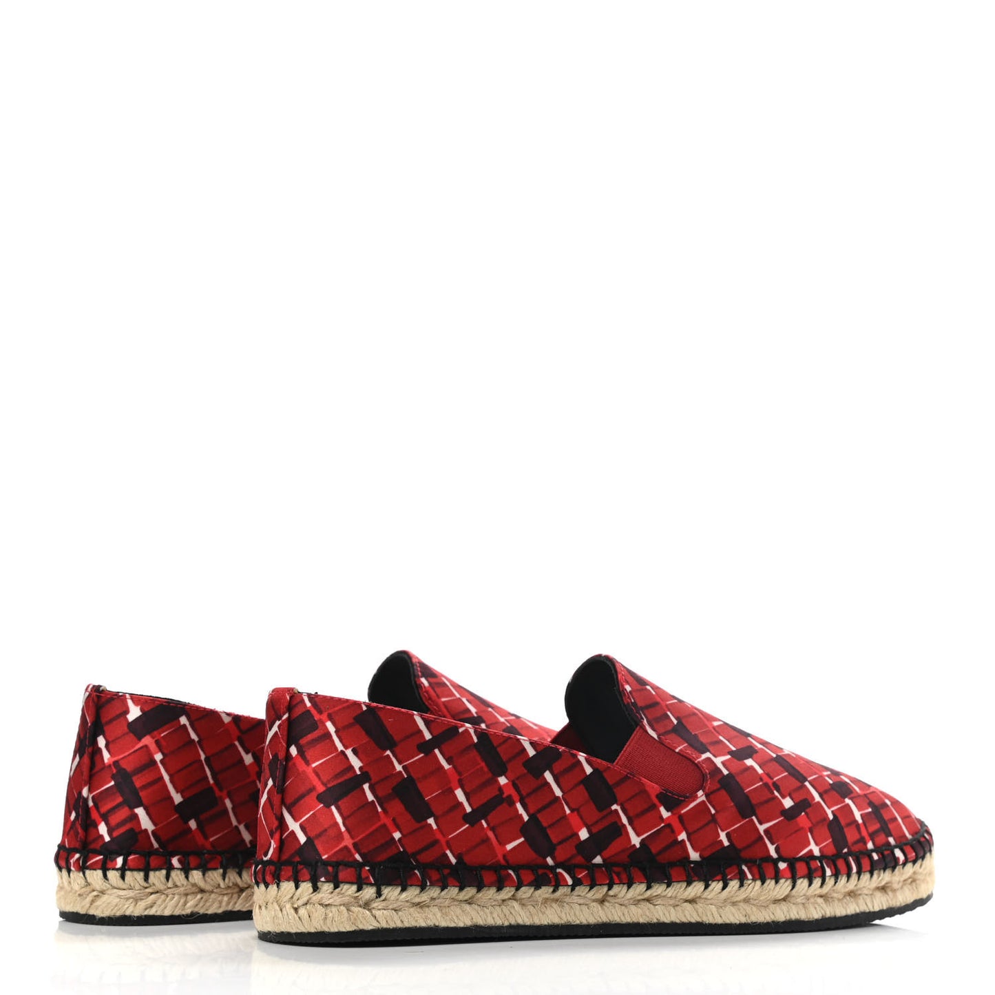 Satin Micro Square Grid Espadrille 36 Red Multicolor