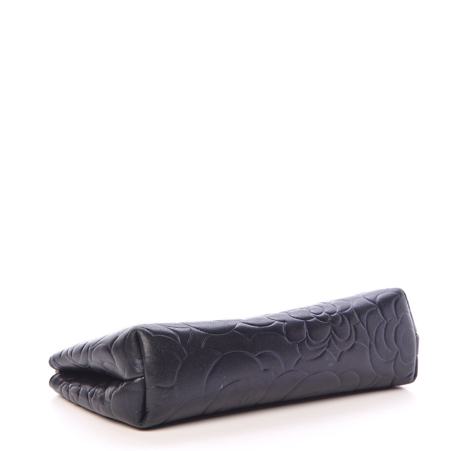 Chanel Lambskin Camellia Embossed Cosmetic Case Dark Blue 4 of 9