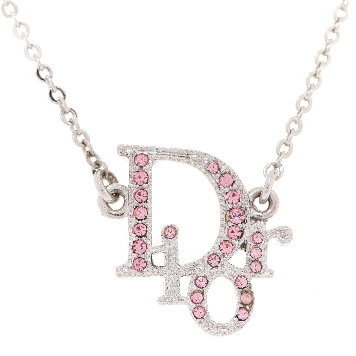 Christian Dior Crystal Logo Necklace Pink 930787 – FASHIONPHILE
