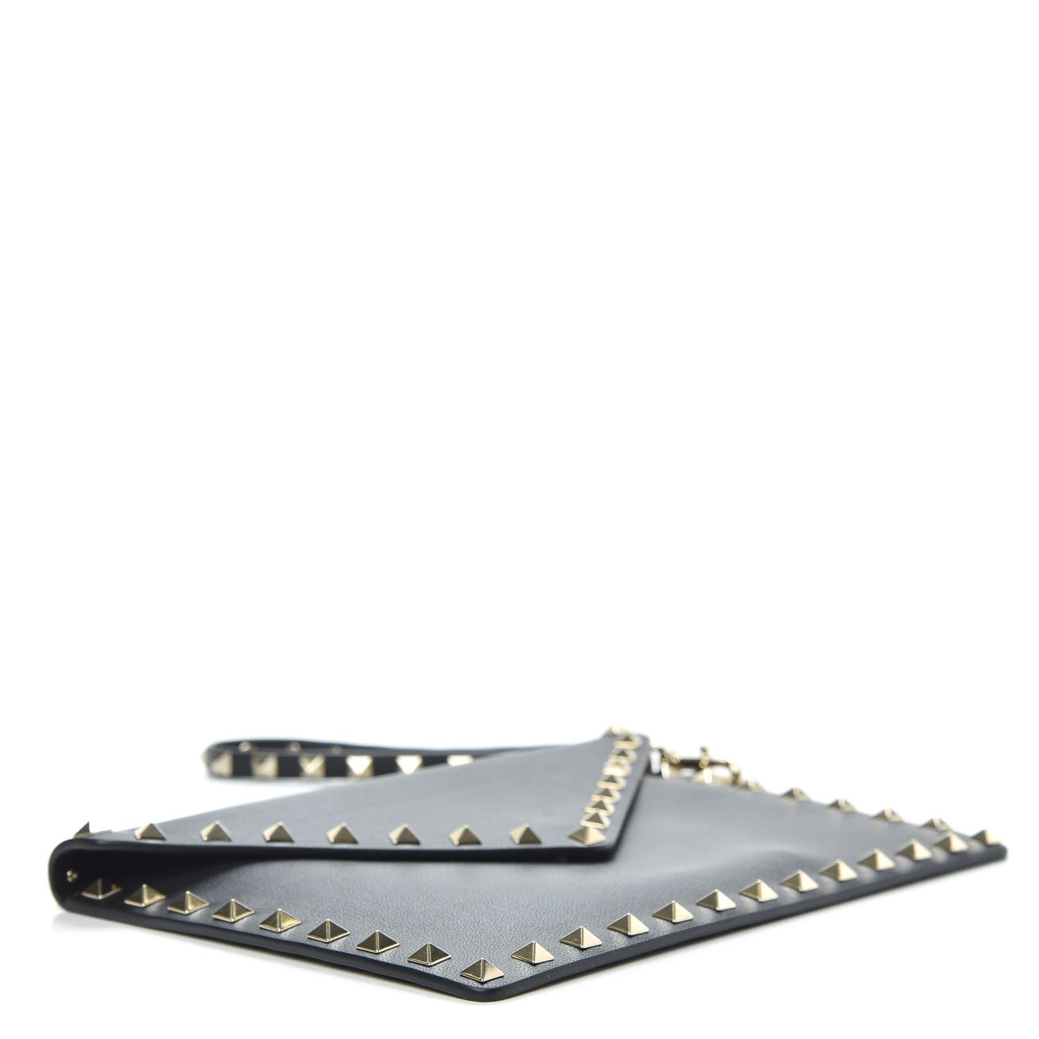 Valentino Garavani Vitello Medium Rockstud Envelope Flat Wristlet Pouch Black 4 of 6